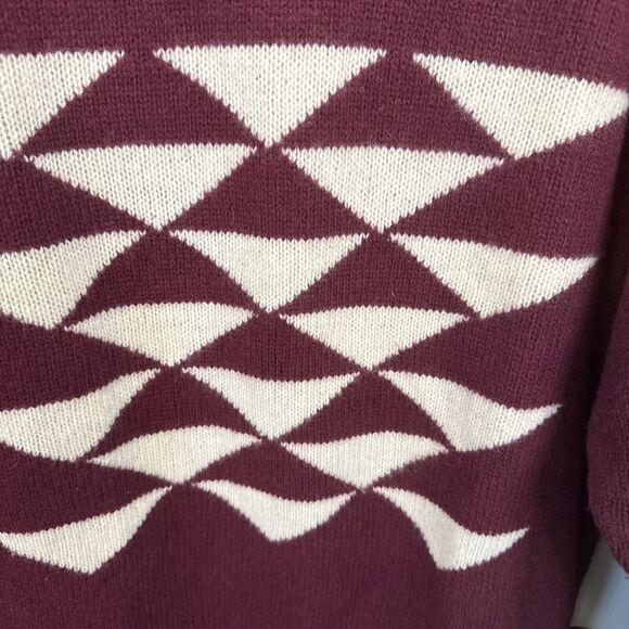 Vintage Damon 100% Lambs Wool Geometrical Print Crew Neck Sweater Men's M - Picture 5 of 11